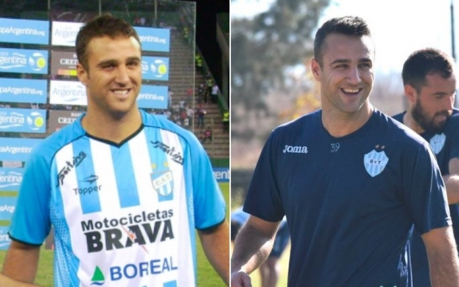 A la izq.: el día de sus tres goles para Atlético Tucumán; a la der.: su actualidad en Gimnasia y Tiro (S)